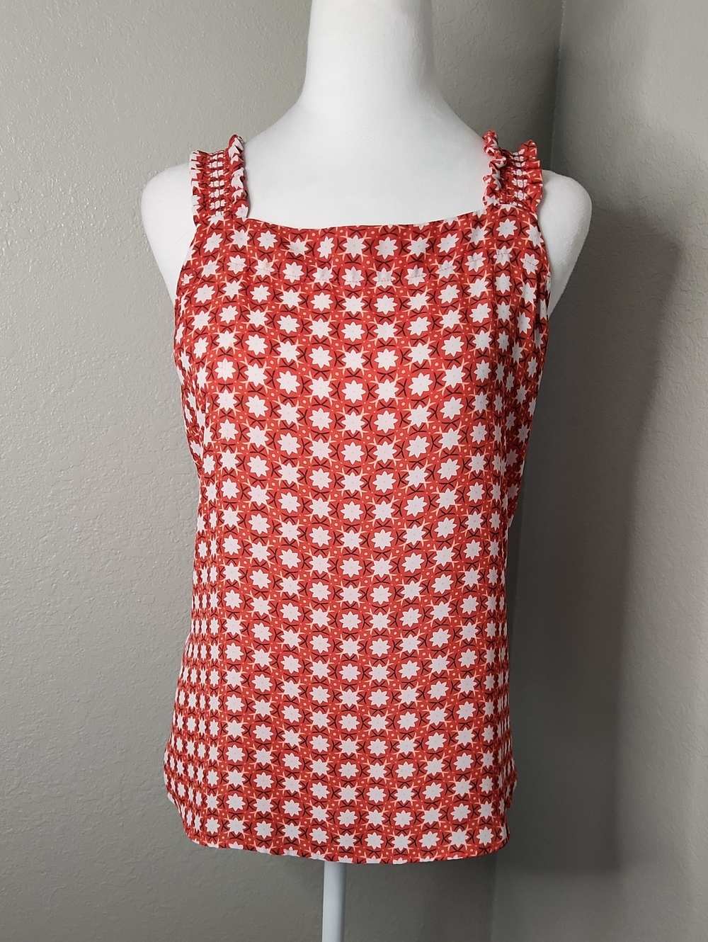 Loft Red Floral Square-Neck Tank Top